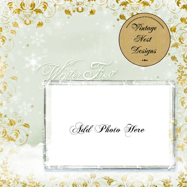 Digital Scrapbooking Winter Frost Quick Page No.1 Illustration Instant Download
