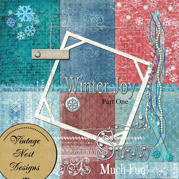 Digital Scrapbooking Winter Joy Kit Instant Download