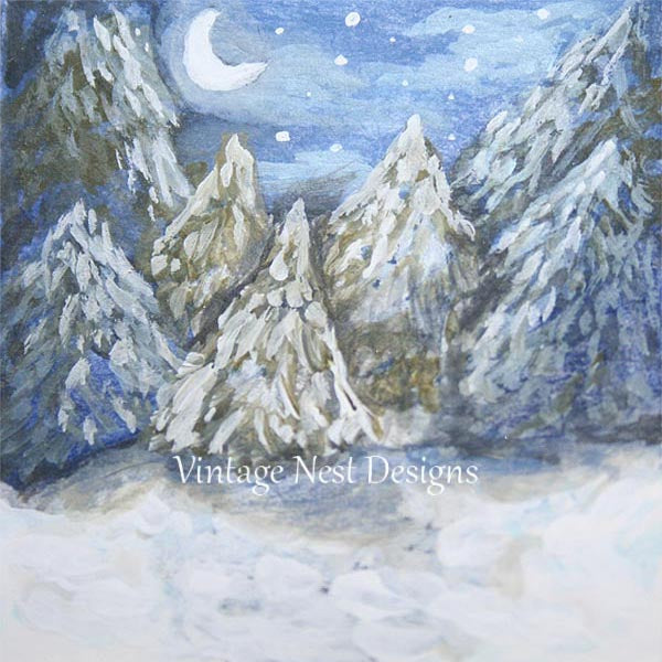 Digitaler Kunstdruck Winternächte Nr.1 Puppenhaus Miniatur Acrylbild