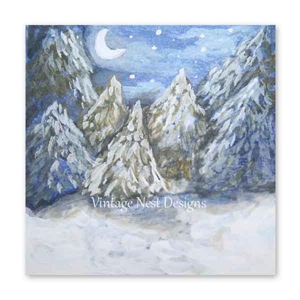 Digitaler Kunstdruck Winternächte Nr.1 Puppenhaus Miniatur Acrylbild