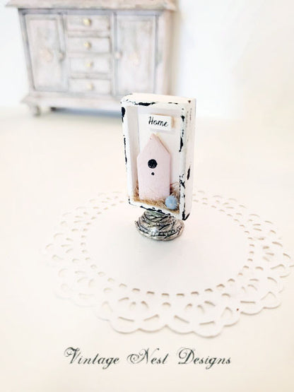 Miniature Wooden Bird Nest No.2 Handmade for Dollhouse