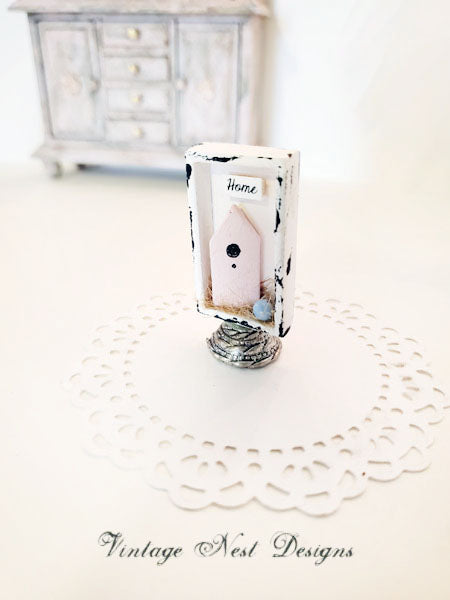 Miniature Wooden Bird Nest No.2 Handmade for Dollhouse