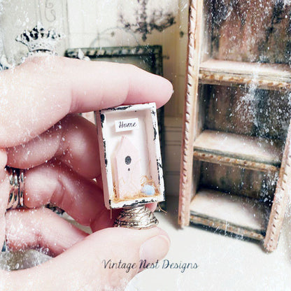 Miniature Wooden Bird Nest No.2 Handmade for Dollhouse