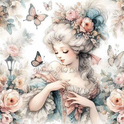 Digital Scrapbooking Young Marie Antoinette Paper Packet No.4 Instant Download