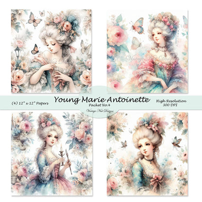 Digital Scrapbooking Young Marie Antoinette Paper Packet No.4 Instant Download