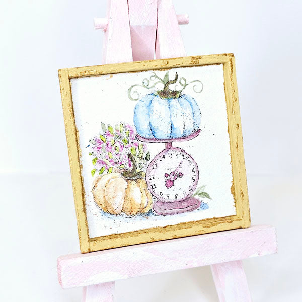 Miniature Pumpkins on a Scale No.1:3 Handmade for Dollhouse Wooden Framed Art