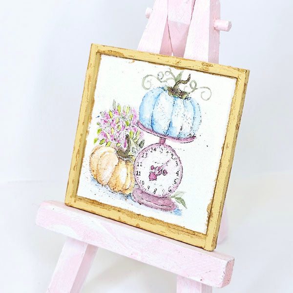 Miniature Pumpkins on a Scale No.1:3 Handmade for Dollhouse Wooden Framed Art