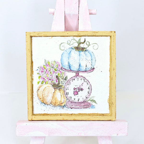 Miniature Pumpkins on a Scale No.1:3 Handmade for Dollhouse Wooden Framed Art