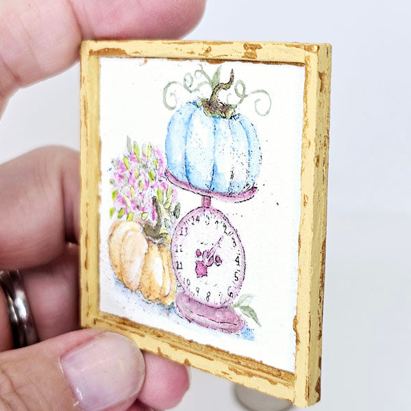 Miniature Pumpkins on a Scale No.1:3 Handmade for Dollhouse Wooden Framed Art