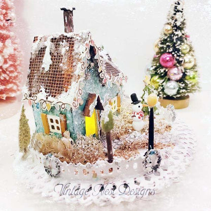 Christmas Putz Glitter Holiday House No.26 Handmade Miniature image 5