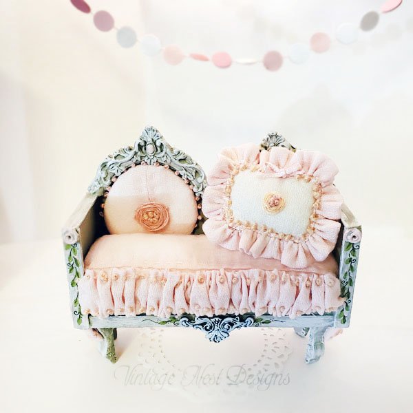 Pink Sofa No.1 Dollhouse Miniature Handmade image 3