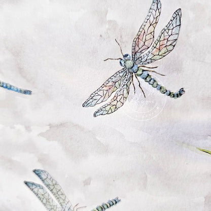 The moon and Dragonflies Fine Art Original Watercolor Painting image 4