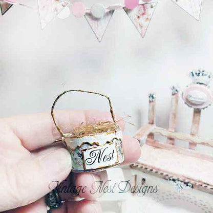 Bird Nest Basket No.7 Dollhouse Miniature Handmade image 2