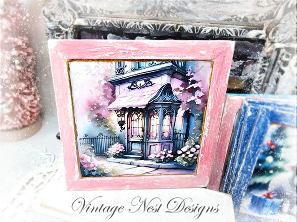 City Life No.5:1:1 Dollhouse Miniature Handmade Wooden Framed Art image 0