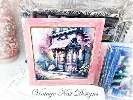City Life No.5:1:1 Dollhouse Miniature Handmade Wooden Framed Art image 0