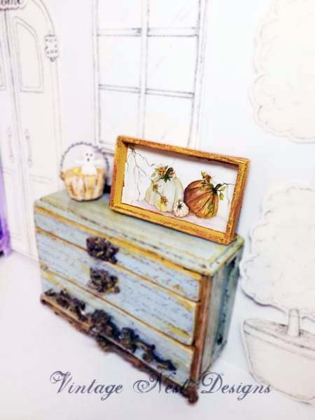 Rugged Pumpkins No.1:1 Dollhouse Miniature Handmade Wooden Framed Art image 4