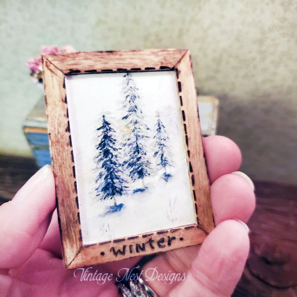 Winter Pines No.1:2 Dollhouse Miniature Handmade image 1
