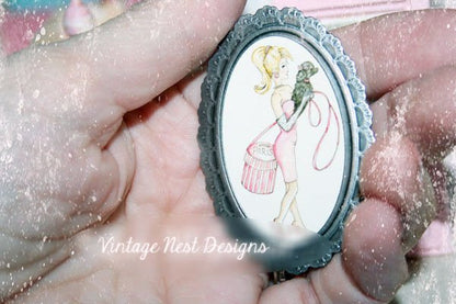 Barbie Shopping No.4:3 Dollhouse Miniature Handmade Framed Art image 2