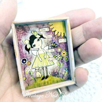 When I First Saw You No.1:1 Dollhouse Miniature Handmade Wooden Framed Art image 4