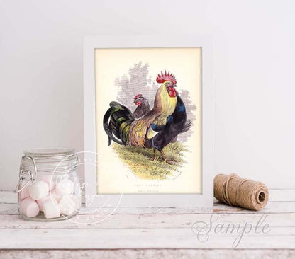 Rooster No.2:4 Dollhouse Miniature Handmade Wooden Framed Art image 3