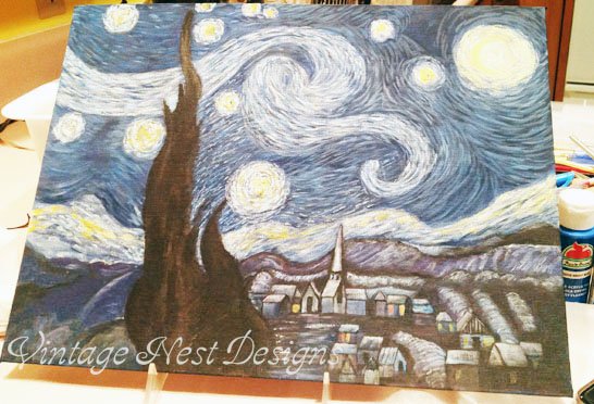 Starry Night No.1 Digital Print Acrylic Painting image 5