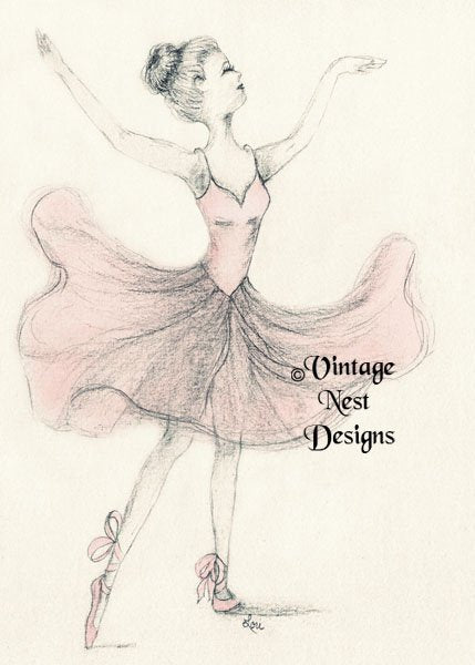 Ballerina No.4 Digital Prints Watercolor Painting image 1