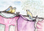 Laundry Birds No.1 Digital Prints Watercolor Painting image 0