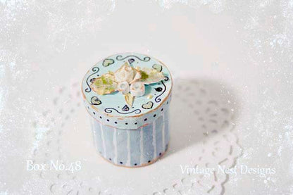 Hat Band Box Blue No.48 Dollhouse Miniature Handmade image 3