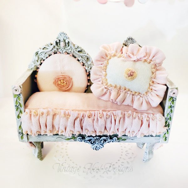 Pink Sofa No.1 Dollhouse Miniature Handmade image 1