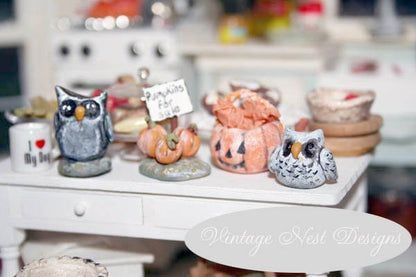 Porcelain Owl No.2 Dollhouse Miniature Handmade One of a Kind image 2