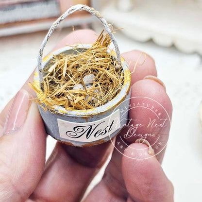 Bird Nest Basket No.17 Handmade Miniature image 3