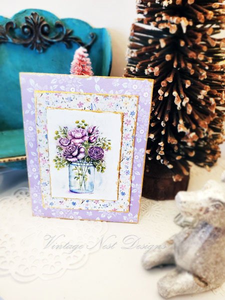 Florals No.14:1 Dollhouse Miniature Handmade Wooden Framed Art image 3