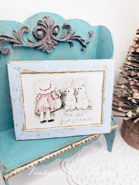 Don't Forget your Baskets No.1:1 Dollhouse Miniature Handmade Wooden Framed Art image 2