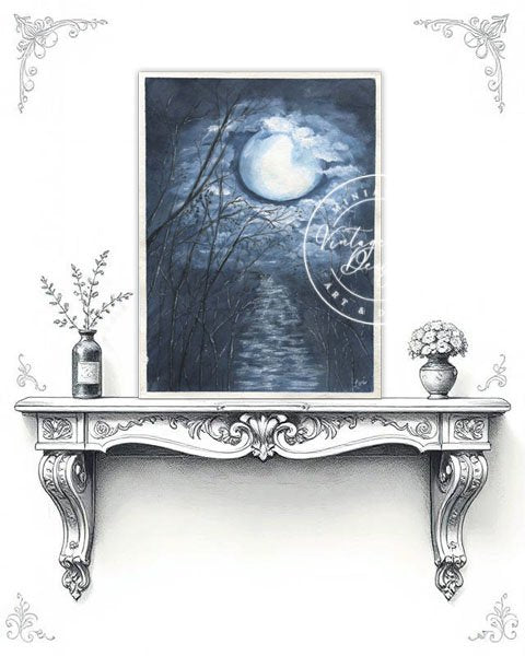 Moonlit Night No.1 Digital Print Watercolor Painting image 0