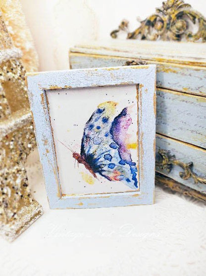 Butterfly No.1:2 Dollhouse Miniature Handmade Wooden Framed Art image 1