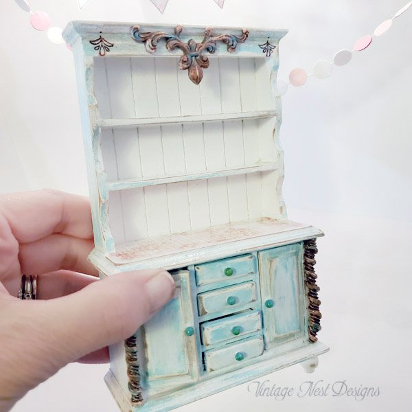 Blue Cabinet No.85 Dollhouse Miniature Handmade image 1