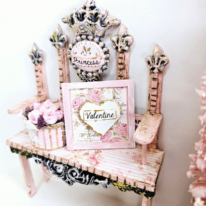 Valentine Lace Heart No.4 Dollhouse Miniature Handmade Framed Art image 8