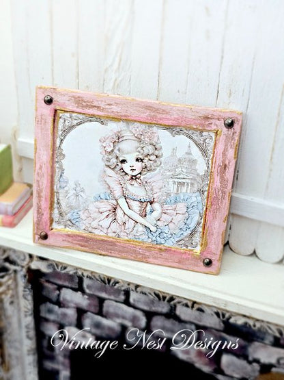 Young Marie No.1:1 Dollhouse Miniature Handmade Framed Art image 4