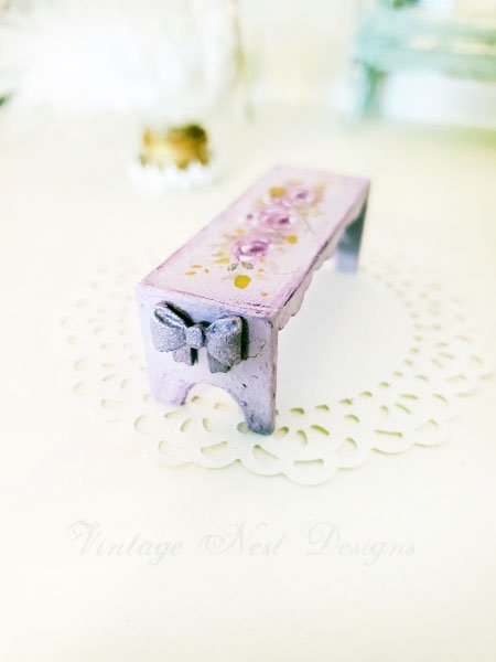 Lavender & Roses Bench No.14 Dollhouse Miniature Handmade image 0