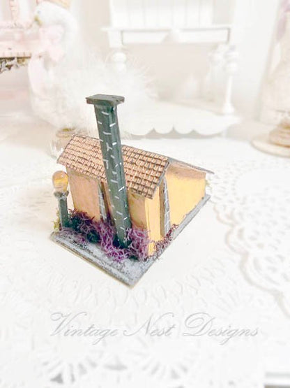 Putz Halloween House No.3 Miniature Handmade Shadow Box Diorama One of a Kind image 5
