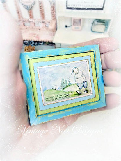 Always Golf No.1:1 Dollhouse Miniature Handmade Wooden Framed Art image 1