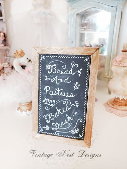 Bakery Sign No.19 Dollhouse Miniature Handmade Wooden Framed Art image 0