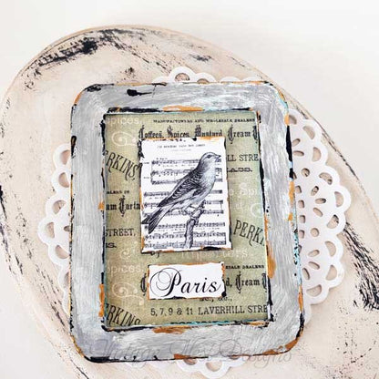 Paris Bird Nest Art No.1:2 Dollhouse Miniature Handmade Framed image 2