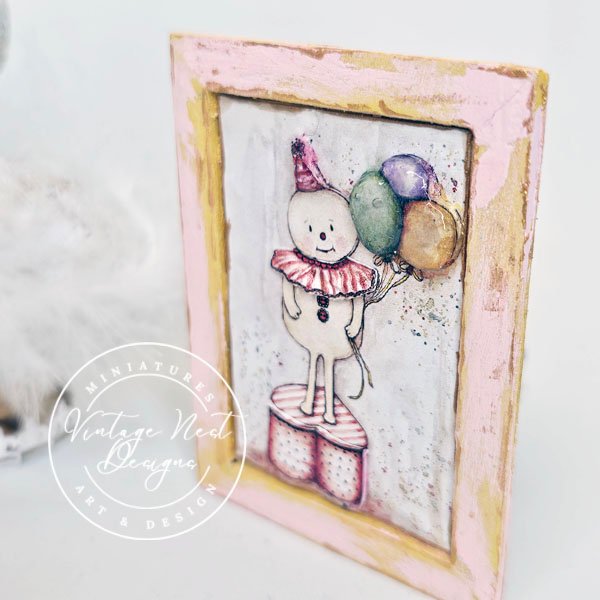 Birthday Wishes for You in 3D Dollhouse Miniature Handmade Wooden Framed Art image 2