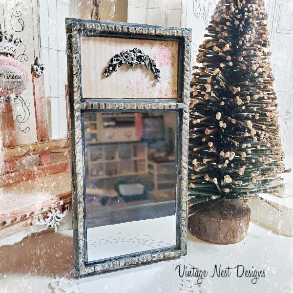 Old Vintage Mirror No.2 Dollhouse Miniature Handmade image 0
