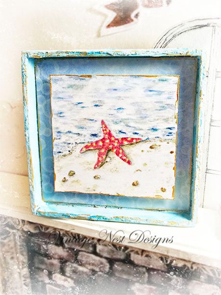 Starfish Ashore No.1:2 Dollhouse Miniature Handmade Wooden Framed Art image 3