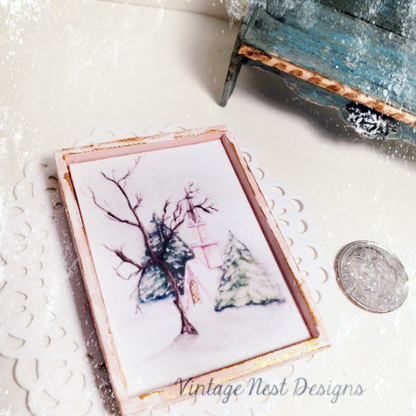 Pink Church in the Woods No.1:1 Dollhouse Miniature Handmade image 4