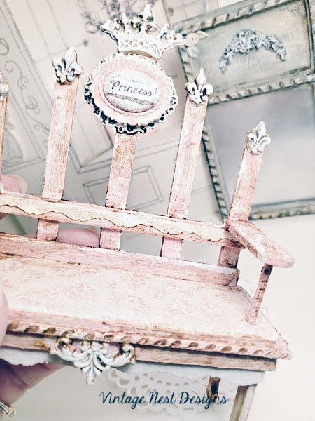 Shabby Princess Bench No.2 Dollhouse Miniature Handmade image 2