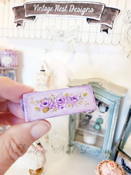Lavender & Roses Bench No.14 Dollhouse Miniature Handmade image 2