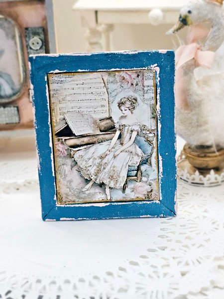 Victorian Woman No.2:1 Dollhouse Miniature Handmade Wooden Framed Art image 0